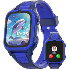 4G Kids Smart Watch with GPS Tracker Video Voice Calling Call Call SOS Call ، Waterproof Smartwatch Age 5-12 ، Wallpaper Store School Model Model Camera Games Clock Clock Clock Word For Kids (Black) in Kuwait