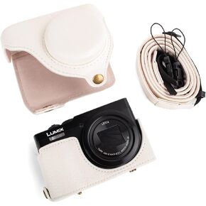 MUZIRI KINOKOO Lumix ZS99 Case, PU Leather Pretective Case for Panasonci Lumix DC-ZS99 Digital Camera, Detachable Design Carrying Bag with Adjustable Shoulder Strap - Green in Kuwait