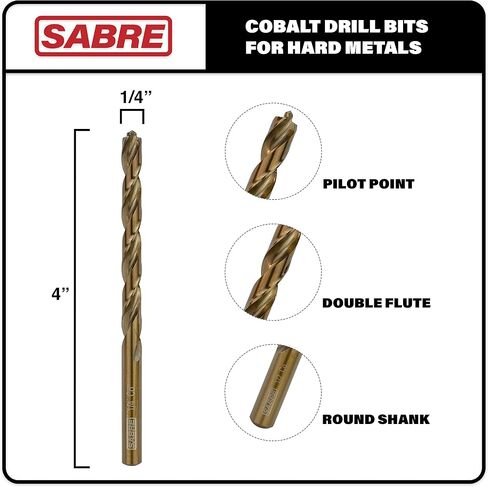 1/4 Inch Cobalt Drill Bits 5pcs Heavy-Duty Metal Drill Bit Set for Steel, Cast Iron (1/4" x 4") in Kuwait