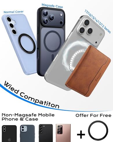 Denior Magnetic Card Phone Walleder for iPhone 16/15/14/13/12 Series ، Magsafe Phone Wallet ، Ultra-Slim 3-Slot Id & Card حامل ، Retro Style (Brown) in Saudi Arabia