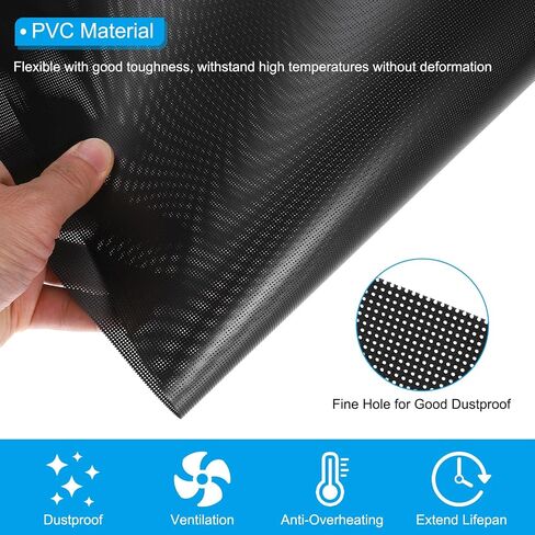 PATIKIL PC Fan Dust Mesh 39.4"x19.7" 0.12" Hole, 2 Pcs PVC Computer Cooler Dust Filter PC Case Cover Grills for Computer Cooler Fan Case Dustproof, Black in Saudi Arabia