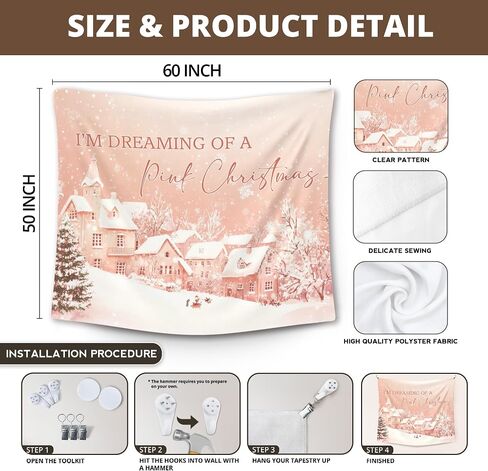 XLDLIOO Winter Christmas Tree Wall Tapestry, Moody Winter Xmas Wall Tapestry Hanging for Bedroom, Country Farmhouse Christmas Tree Holiday Tapestries Decor Art for Home Living Room 50x60in in Saudi Arabia