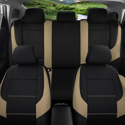 مجموعة كاملة من أغطية مقاعد السيارة من النيوبرين العملاق الباندا لسيارة Toyota Rav4 Camry Corolla Prius، مانعة للتسرب ومقاومة للماء وواقي مقعد السيارة الأمامي والخلفي/الخلفي (أسود) in Kuwait