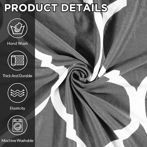 Breling 3 Pcs L Shaped Couch Covers for Living Room Printed Corner Sectional Couch Covers Stretch 5 Seat Sofa Slipcover Furniture Protector with Elastic Straps, Washable(Black) in Saudi Arabia