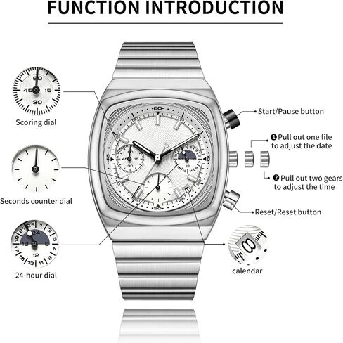 CILOA Mens Watches Chronograph Stainless Steel Waterproof Date Analog Business Fashion Wristwatch for Men in Saudi Arabia