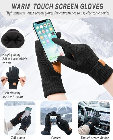 Winter Hat Scarf Gloves Set for Women Cute Warm Fleece Lined Beanie Fashionable Pom Pom Touchscreen Gloves Cold Weather Gift in Saudi Arabia