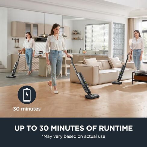 EUREKA NEW500 Cordless Wet Dry Vacuum Mop for Multi-Surface Lightweight Hardwood Floors Cleaner with Self-Cleaning System, Voice prompts and Smart Dirt Detecting, XL Water Tank, Black & White in Kuwait