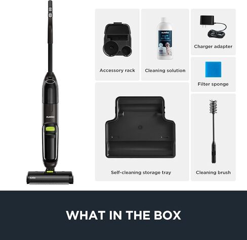 EUREKA NEW500 Cordless Wet Dry Vacuum Mop for Multi-Surface Lightweight Hardwood Floors Cleaner with Self-Cleaning System, Voice prompts and Smart Dirt Detecting, XL Water Tank, Black & White in Kuwait