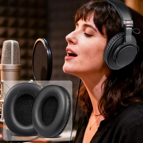 SOULWIT Replacement Earpads for Sony MDR-7506 MDR-V6 MDR-V7 MDR-CD900ST Monitor Headphones, Ear Pads Cushions with Softer Protein Leather, High-Density Foam - Black in Saudi Arabia