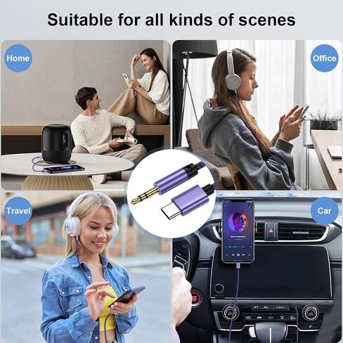 Samsung USB C to Aux Cord Type C to 3.5mm Audio Adapter for Galaxy A17/A16 5G/A15/A56/A36/S25 Edge/S24/S23/S22/S21 Hi-Fi Stereo Headphone Auxiliary Cord Braided Cable for iPhone 16 Pro Max/16e/15 Pro in Saudi Arabia