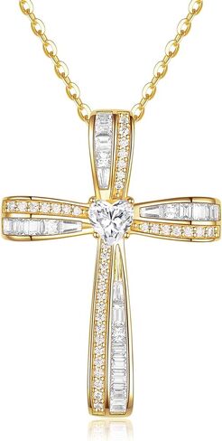 Moissanite Cross Necklace for Women Sterling Silver Twisted Cross Pendant with 5A Cubic Zirconia Birthday Jewelry Gifts for Women Wife in Kuwait