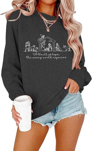 ALLTB Christian Christmas Sweatshirt Women: Christmas Religious Graphic Shirt Xmas Holiday Pullover Tops in Saudi Arabia