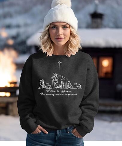 ALLTB Christian Christmas Sweatshirt Women: Christmas Religious Graphic Shirt Xmas Holiday Pullover Tops in Saudi Arabia