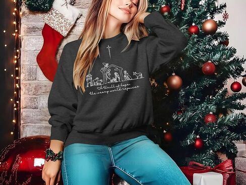 ALLTB Christian Christmas Sweatshirt Women: Christmas Religious Graphic Shirt Xmas Holiday Pullover Tops in Saudi Arabia