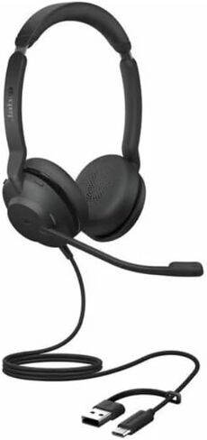 Jabra Evolve2 30 SE (2025 Version) Wired Dual-Ear Headset with Microphone for Work – Computer Headset - New USB-A and USB-C Cable - Works with All Online Meeting Platforms - Black in Saudi Arabia
