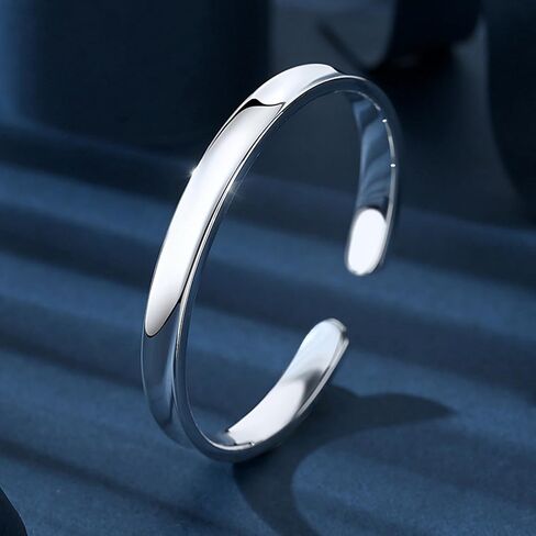 Chunky Bangle Bracelet for Women 925 Sterling Silver Bracelets Handmade Cuff Bangle Bracelets Adjustable Jewelry Fashion Simple Open Bangles in Saudi Arabia