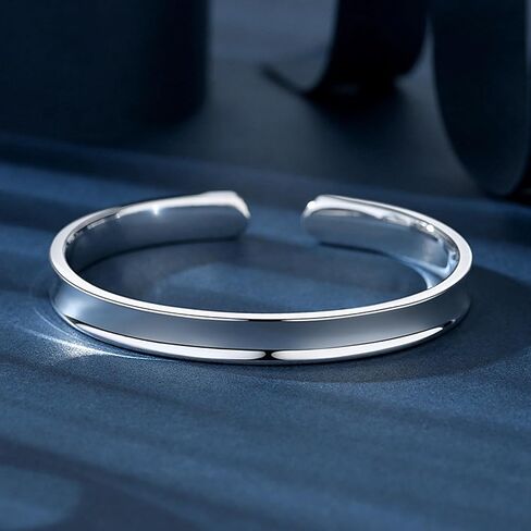Chunky Bangle Bracelet for Women 925 Sterling Silver Bracelets Handmade Cuff Bangle Bracelets Adjustable Jewelry Fashion Simple Open Bangles in Saudi Arabia