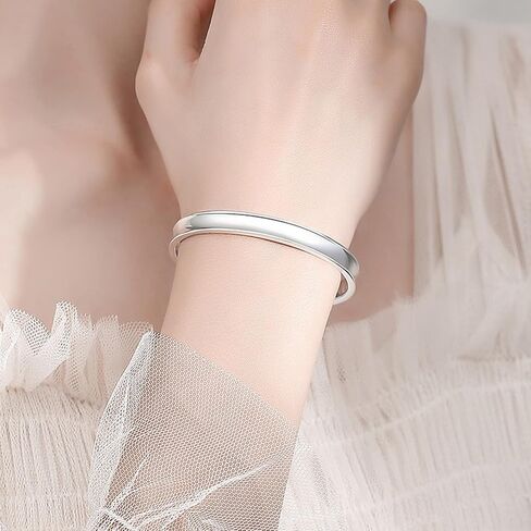 Chunky Bangle Bracelet for Women 925 Sterling Silver Bracelets Handmade Cuff Bangle Bracelets Adjustable Jewelry Fashion Simple Open Bangles in Saudi Arabia