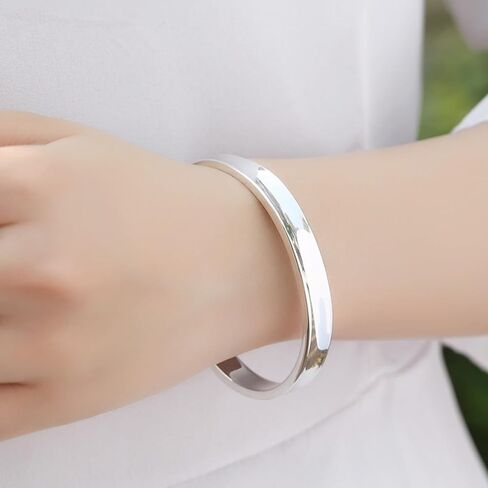 Chunky Bangle Bracelet for Women 925 Sterling Silver Bracelets Handmade Cuff Bangle Bracelets Adjustable Jewelry Fashion Simple Open Bangles in Saudi Arabia