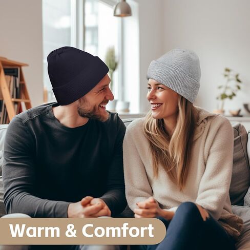 Winter Beanie Knit Cuffed Silk Lining Hats Warm Beanies for Women Men (White with Satin Lined) in Saudi Arabia