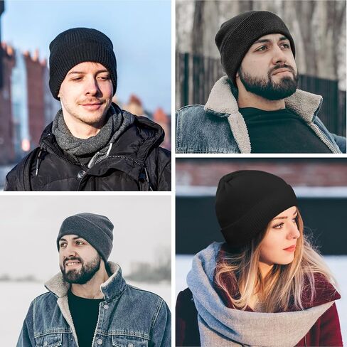 Winter Beanie Knit Cuffed Silk Lining Hats Warm Beanies for Women Men (White with Satin Lined) in Saudi Arabia