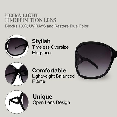 NYS Collection Oversized Vintage 'Jackie O' Sunglasses – Retro Chic Iconic Shades for Women,100% UV Protection in Saudi Arabia