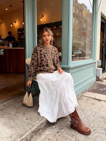 Bakyarder Leopard Printed Cardigan for Women, Vintage Button-Up Sweater, Y2K Drop Shoulder Knit Cardigan Streetwear in Kuwait