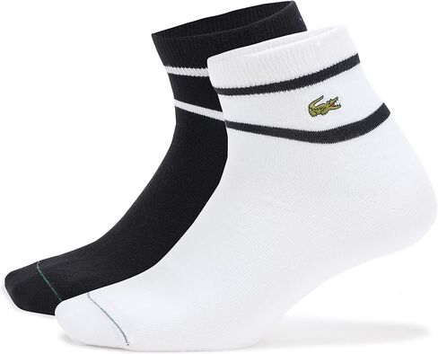 Lacoste Unisex 2-Pack Striped Socks, Grey Chine/White, 6.5-9 in Saudi Arabia