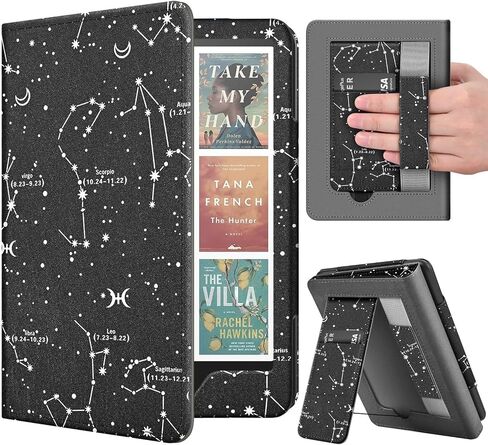 TNP Stand Case for Kindle Paperwhite 12th Generation 2024 / Kindle Colorsoft Signature Edition with Hand Strap & Card Slot - 7" PU Leather Protective Folio Cover with Auto Wake/Sleep, Gold in Saudi Arabia