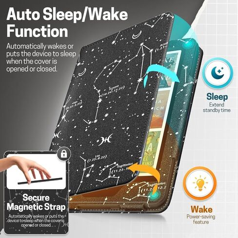 TNP Stand Case for Kindle Paperwhite 12th Generation 2024 / Kindle Colorsoft Signature Edition with Hand Strap & Card Slot - 7" PU Leather Protective Folio Cover with Auto Wake/Sleep, Gold in Saudi Arabia