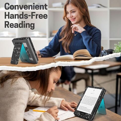 TNP Stand Case for Kindle Paperwhite 12th Generation 2024 / Kindle Colorsoft Signature Edition with Hand Strap & Card Slot - 7" PU Leather Protective Folio Cover with Auto Wake/Sleep, Gold in Saudi Arabia