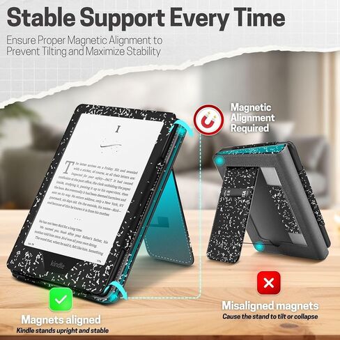 TNP Stand Case for Kindle Paperwhite 12th Generation 2024 / Kindle Colorsoft Signature Edition with Hand Strap & Card Slot - 7" PU Leather Protective Folio Cover with Auto Wake/Sleep, Gold in Saudi Arabia