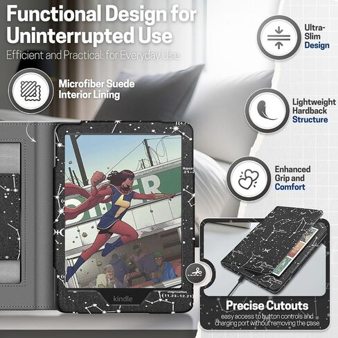 TNP Stand Case for Kindle Paperwhite 12th Generation 2024 / Kindle Colorsoft Signature Edition with Hand Strap & Card Slot - 7" PU Leather Protective Folio Cover with Auto Wake/Sleep, Gold in Saudi Arabia