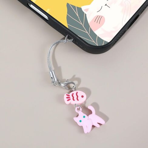 Black Cat Phone Charm - Mini Cat Fish Bag Charms ، Metal Kawaii Charm لحالة الهاتف الخلوي ، قلادة مطابقة in Kuwait