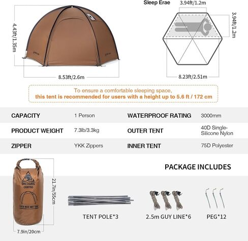 Onetigris Coco Nest Solo Hot Tent مع Jack Stove Jack ، 3000 مم مقاومة للماء ، خيمة قبة خالية من الرياح مع شبكة داخلية in Saudi Arabia