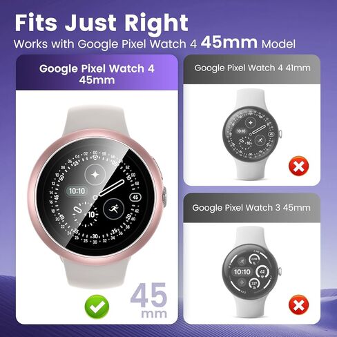 Goton [2 Pack] for Google Pixel Watch 4 45mm (2025) Case with Built-in High Sensitive Screen Protector, Hard PC Slim Face Cover Shockproof Protective Bumper for Google Pixel Watch in Saudi Arabia