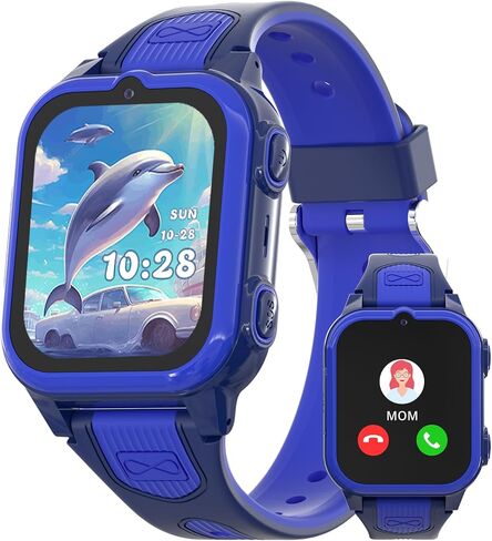 4G Kids Smart Watch with GPS Tracker Video Voice Calling Call Call SOS Call ، Waterproof Smartwatch Age 5-12 ، Wallpaper Store School Model Model Camera Games Clock Clock Clock Word For Kids (Black) in Kuwait