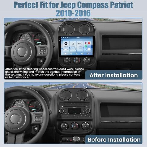 Car Radio for Jeep Compass Patriot 2010-2016 ، Android 15 Car Stereo Wireless Carplay ، 10.1 بوصة شاشة تعمل باللمس مع Android Auto 5g WiFi GPS Bluetooth 5.0 1280 * 720 4+64g in Saudi Arabia