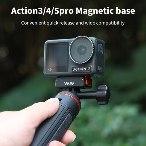 VRIG Magnetic Quick Release Adapter Mount Base for DJI Osmo Action 5 Pro / 4/3 / Osmo 360, Quick-Release Tripod Accessories (1/4 Thread Mount) in Saudi Arabia