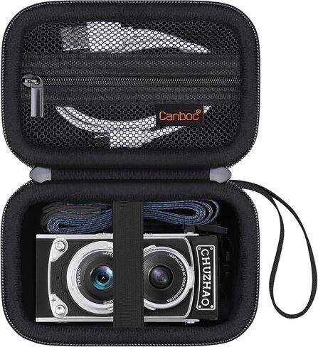 حقيبة حمل Canboc لكاميرا CHUZHAO Vintage Mini الرقمية، حقيبة كاميرا محمولة طراز TLR ريترو، جيب شبكي يناسب كابل USB، بطاقة SD، أسود (الجراب فقط) in Kuwait