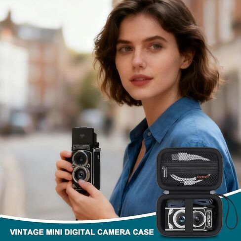حقيبة حمل Canboc لكاميرا CHUZHAO Vintage Mini الرقمية، حقيبة كاميرا محمولة طراز TLR ريترو، جيب شبكي يناسب كابل USB، بطاقة SD، أسود (الجراب فقط) in Kuwait