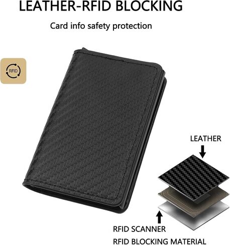 Wallet for Men, Smart Wallet for Men, Simple Credit Card Holder, RFID Barrier, Pop-Up Business Card Box, Small and Ultra-Thin, 9-14 Card Capacity, with Cash Slot, PU Black in Saudi Arabia