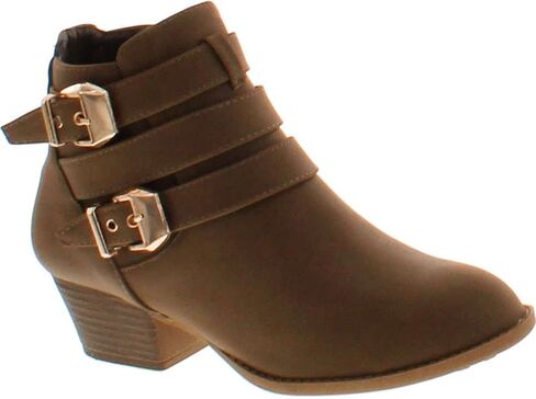 TOP Moda Cl-14 Women's Buckle Straps Stacked Low Heel Ankle Booties in Saudi Arabia