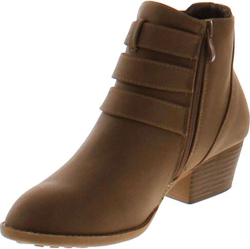 TOP Moda Cl-14 Women's Buckle Straps Stacked Low Heel Ankle Booties in Saudi Arabia