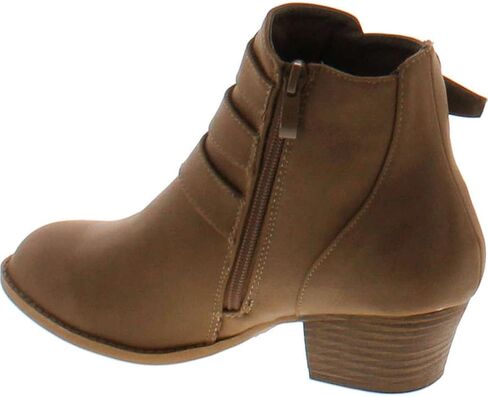 TOP Moda Cl-14 Women's Buckle Straps Stacked Low Heel Ankle Booties in Saudi Arabia