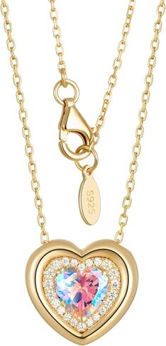kstyle 14k الذهب فقاعة القلب جوهرة القلائد للنساء، زوجة ابنة أمي الجدة هدية عيد ميلاد الذكرى السنوية، مجوهرات الحب (925 قاعدة الفضة الاسترليني) غير تشويه in Saudi Arabia