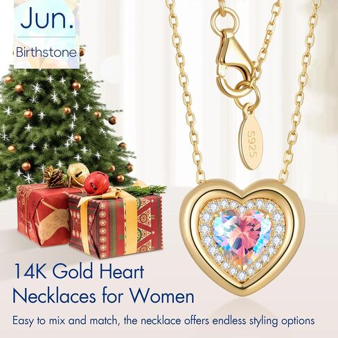 kstyle 14k الذهب فقاعة القلب جوهرة القلائد للنساء، زوجة ابنة أمي الجدة هدية عيد ميلاد الذكرى السنوية، مجوهرات الحب (925 قاعدة الفضة الاسترليني) غير تشويه in Saudi Arabia