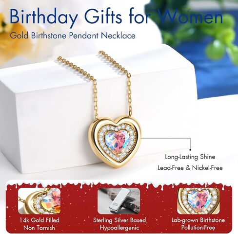 kstyle 14k الذهب فقاعة القلب جوهرة القلائد للنساء، زوجة ابنة أمي الجدة هدية عيد ميلاد الذكرى السنوية، مجوهرات الحب (925 قاعدة الفضة الاسترليني) غير تشويه in Saudi Arabia