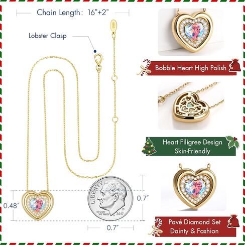 kstyle 14k الذهب فقاعة القلب جوهرة القلائد للنساء، زوجة ابنة أمي الجدة هدية عيد ميلاد الذكرى السنوية، مجوهرات الحب (925 قاعدة الفضة الاسترليني) غير تشويه in Saudi Arabia