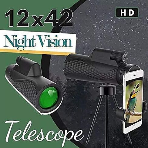 Telescope 12x42 Monocular Telescope for Adults Bak4 Prism Waterproof Telescope Super Telephoto Zooms Monocular Telescope for Birdwatching Hiking Camping in Saudi Arabia